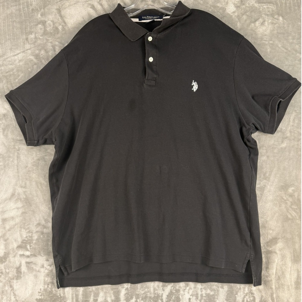 US Polo Assn Mens Black Luxury‎ Feel Short Sleeve Polo Shirt XXL